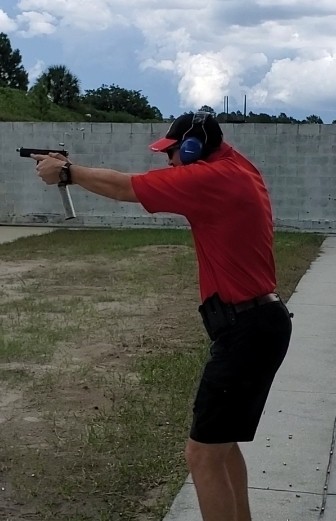 Tate's Tactical instructor Christopher Rich shooting on the range